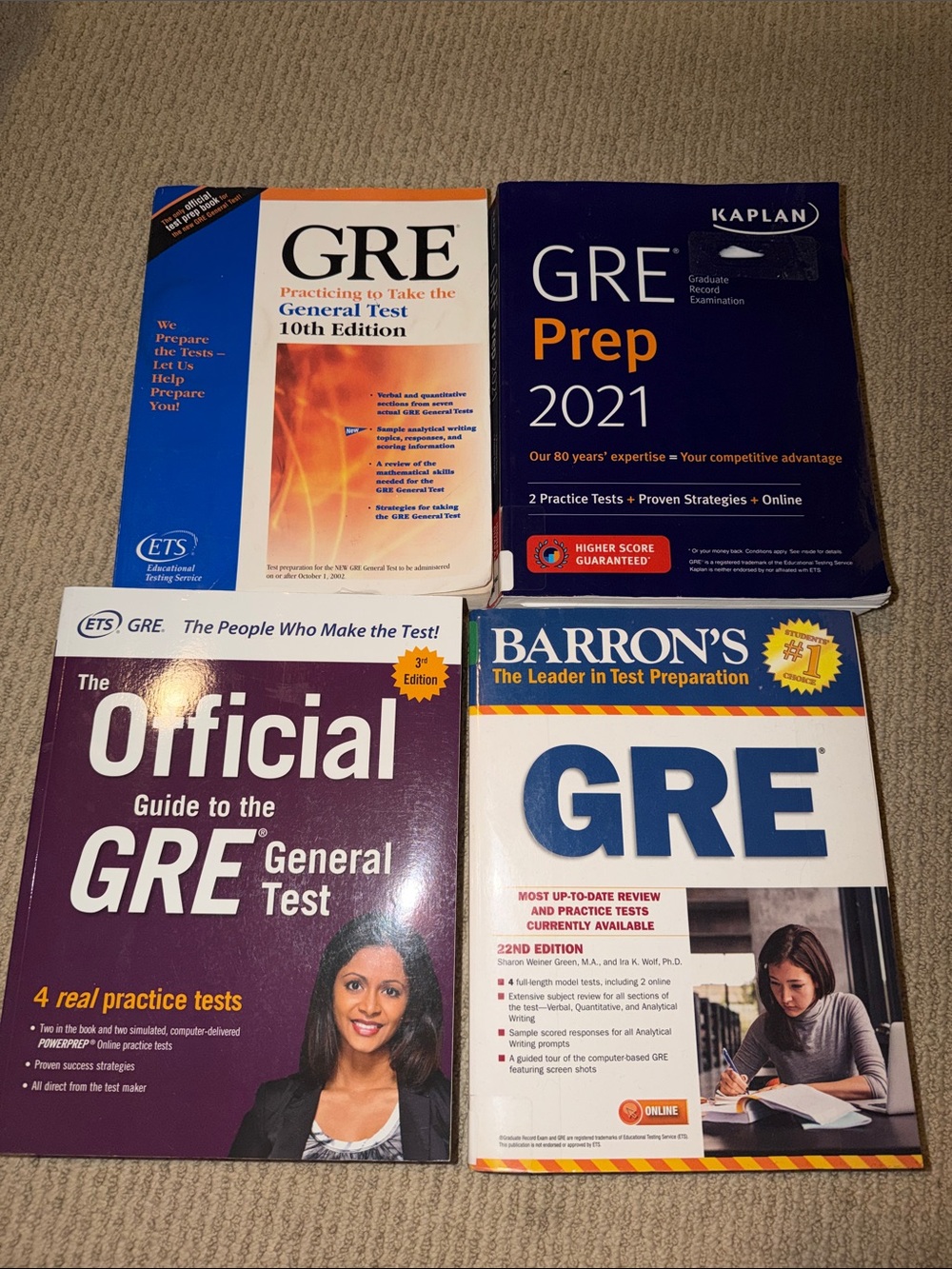 GRE Test Prep Book Bundle - Multiple Titles (Blue, White, Orange, Purple)